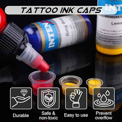 Yuelong 1003pcs Tattoo Ink Caps Holder Kit - 1000pcs Mixed Tattoo Cups with 3pcs Ink Caps Holders Color Pigment Cap Set for Tattooing Permanent Makeup Container Cap Tattoo Supplies