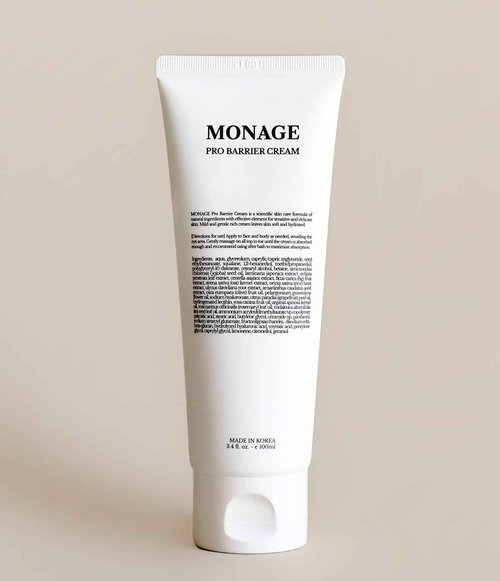 MONAGE Pro Barrier Cream, Korean Moisturizer Face Cream - Vegan, Hydration Boost, Gentle Formula, Soothing for Extremely Dry Skin, Nourishing, 3.4 fl oz (100ml)