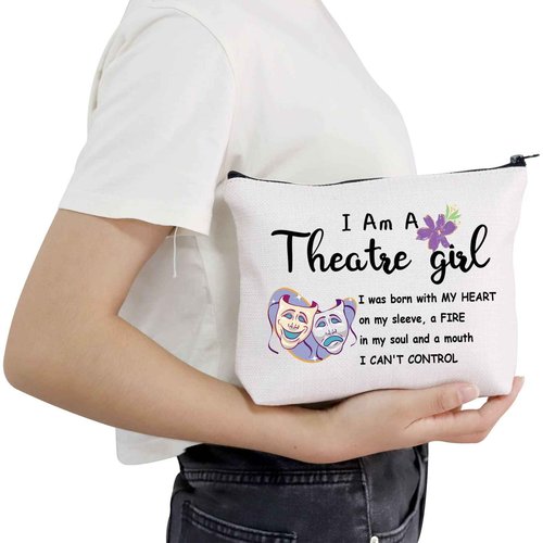 POFULL Theatre Girl Cosmetic Bag Drama's Gift Comedy Tragedy Makeup Bag for Actress Theater (Theatre girl bag)