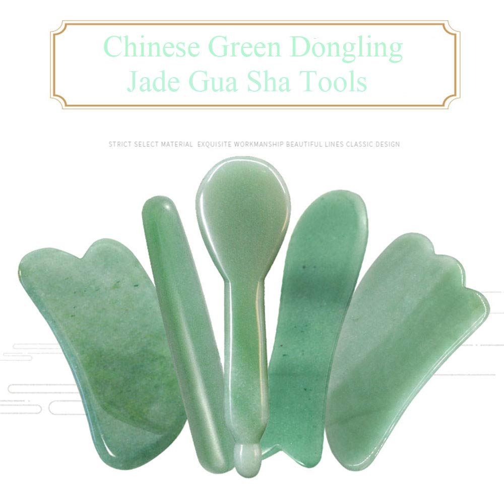 TOP SEWING Facial Gua Sha Tool for Chin Massage Tool Natural Jade Stone Gua Sha Board for Face SPA Acupuncture Therapy Trigger Point Treatment