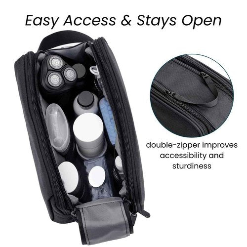 Mens Toiletry Bag - Mens Shaving Bag w/Multiple Compartments - Water-resistant Bathroom and Hygiene Bag - Travel Toiletry Bag for Men w/Easy Accessibility - Large, Black