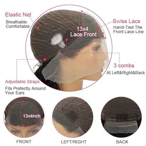 Deep Wave Lace Front Wigs human hair 180% Density Wet and Wavy 13x4 Deep Wave Frontal Wigs Human Hair HD Lace Curly Wigs for Women Pre Plucked with Baby Hair Curly Lace Front Wig Human Hair 26 Inch
