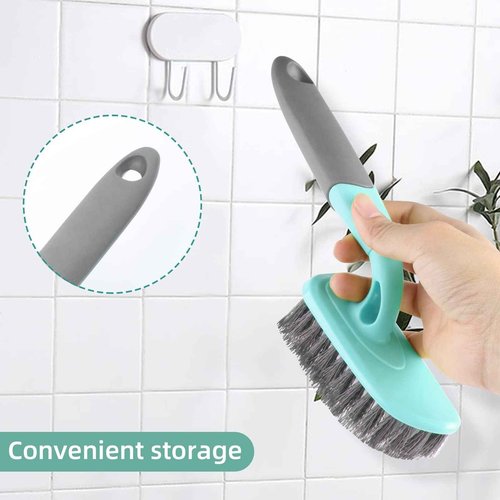 Sihuuu Scrub Brush, Cleaning Shower Scrubber with 9 Inch Ergonomic Handle, Sturdy Stiff Bristles Heavy Duty Brush for Bathroom, Shower, Sink, Carpet, Floor (Blue)