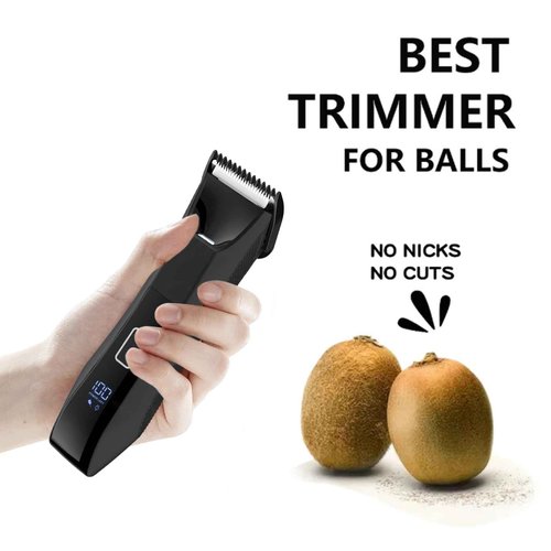 Manscaper Trimmer for Men, 2-in-1 Ball & Body Hair Groomer - Pubic & Groin Hair Shaver with Dual-Head, No-Nick Shaving, Smooth Grooming - Lightweight, Travel Lock, IPX7 Waterproof & LED Display