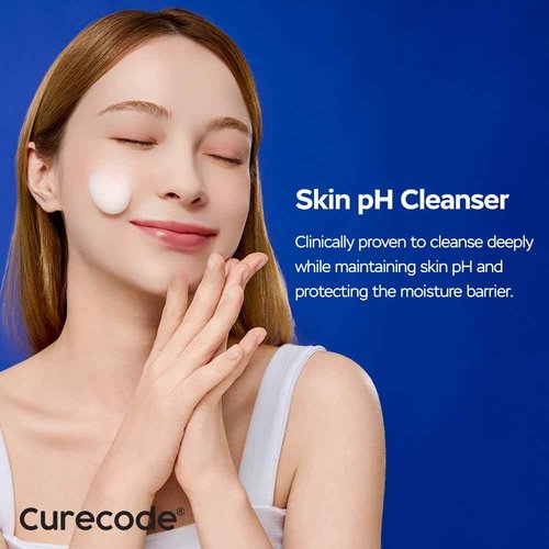 CURECODE Soothing Relief Cleanser (250ml) - Gentle foaming action with Ceramide for All Skin Types, Microbiome Science, and St. John Formula to soothe sensitive dry skin