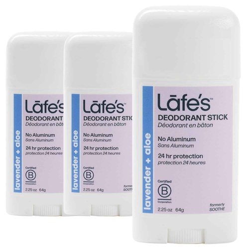 Lafe's Natural Deodorant | 2.25oz Aluminum Free Natural Deodorant Stick for Women & Men | Paraben Free & Baking Soda Free with 24-Hour Protection (Lavender and Aloe, 2.25 Ounce (3-Pack))