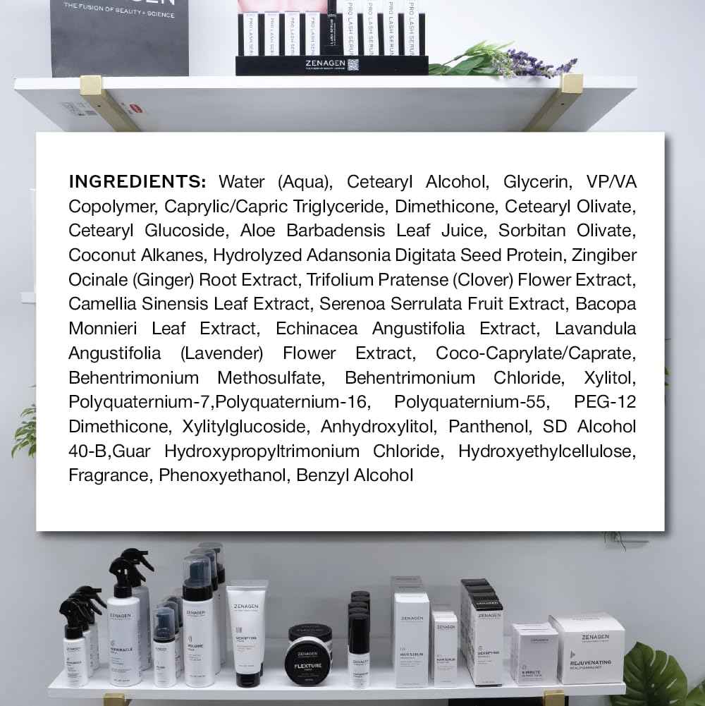 ZENAGEN Densifying Leave-In Cream | Thickening Smoother + Polisher, Enhances Hair Density, Strengthens & Hydrates, Smooths & Reduces Frizz, Plant-Based, Vegan, All Hair Types, 4 oz