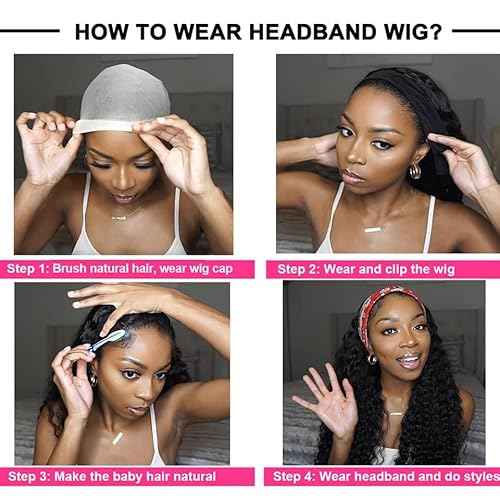 Smoothair Headband Wig Human Hair Kinky Curly Headband Wigs for Black Women Human Hair Wigs Glueless 22 Inch None Lace Front Wigs 150% Density (No Mixed)