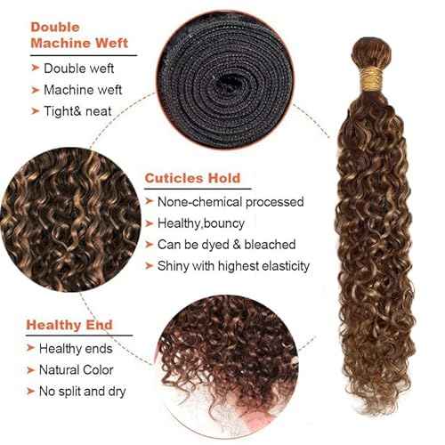 26 28 30 Inch Brown Bundles Human Hair Water Wave Bundle T1B/P430 Highlight Brown 3 Bundles 300g/Pack Unprocessed Brazilian Virgin Hairs Double Weft Weaves Hair Extensions