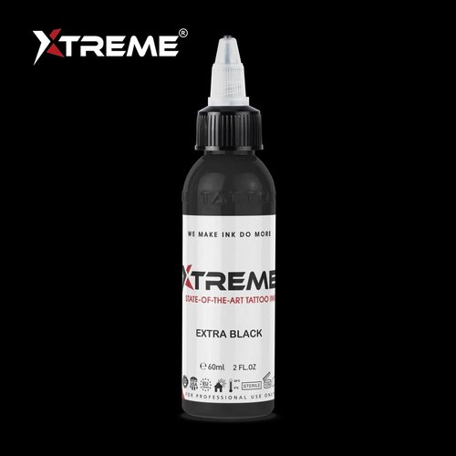 Xtreme Tattoo Ink, Versatile Medium Viscosity for Precision Tattooing, Rich Hue, Quick Healing, Acrylic-Free, Water Based and Premium Quality, Ready-to-Use Tattoo Ink (Extra Black, 2 oz)
