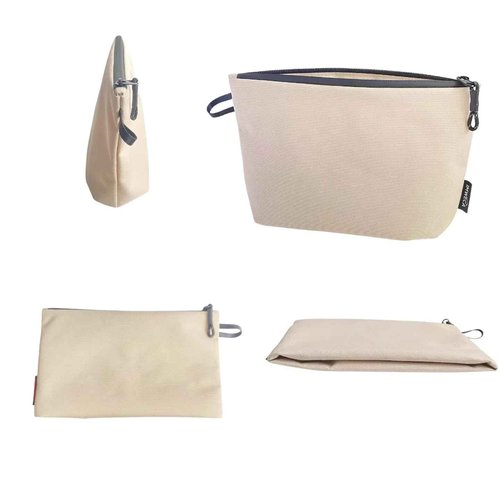 IMWECA Lightweight Makeup Bag Waterproof Travel Toiletry Bag for Women and men,Beige Quilted Cosmetic Bag Organizer Bag