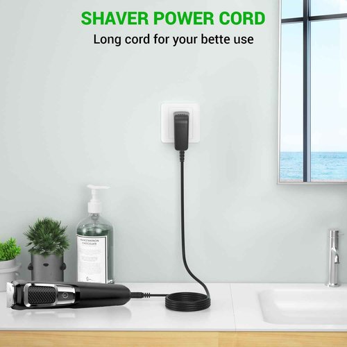 NFGEKT 8V Shaver Charger Compatible with Philips Norelco Multigroom HQ840 3000 Series MG3750 MG3750/50 MG3750/10 MG3750/60 MG3760 MG3760/50 Shaver Power Supply Cord Charger