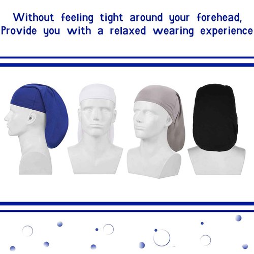 4 Pieces Unisex Dreadlock Cap Long Hair Dreads Head Wrap Sleeping Cap Hair Accessories Sleep Bonnet for Men Women(Black, White, Blue, Gray)