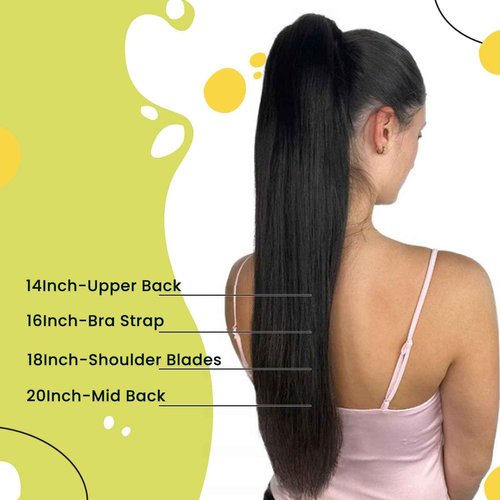 RUNATURE Hair Ponytail Extension Short Human Hair Extensions Ponytail #4 Brown Thick Wrap Ponytail Hair Extensions with Clips Straight Real Hair Pony Tail Extensions Silky 14 Inch 70g