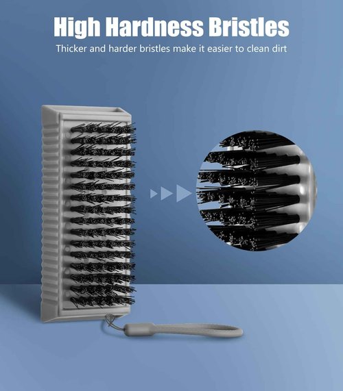 Larbois Nail Brush for Cleaning Fingernails, 2Pack Heavy Duty Nail Brushes Remove Dirt and Paint Fingernail Brush Deep Cleaning Mechanical Nail Scrub Brush Two-Sided with Hanging Rope, Grey