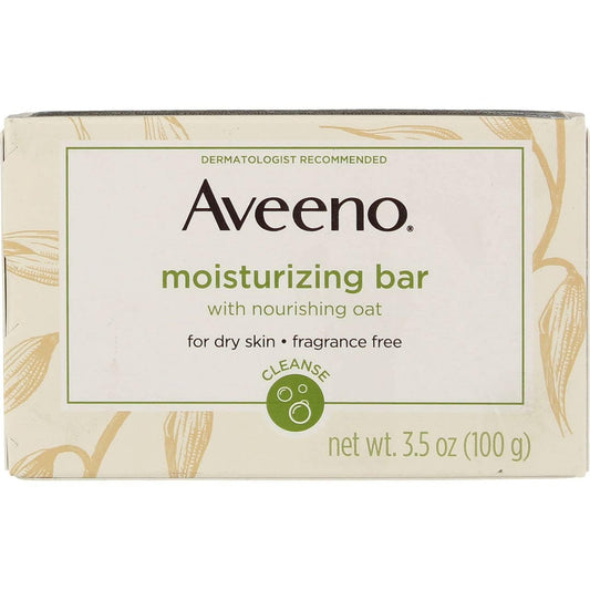 Aveeno Gentle Moisturizing Bar Facial Cleanser with Nourishing Oat for Dry Skin, Fragrance-free, Dye-Free, & Soap-Free, 3.5 oz (Pack of 6)