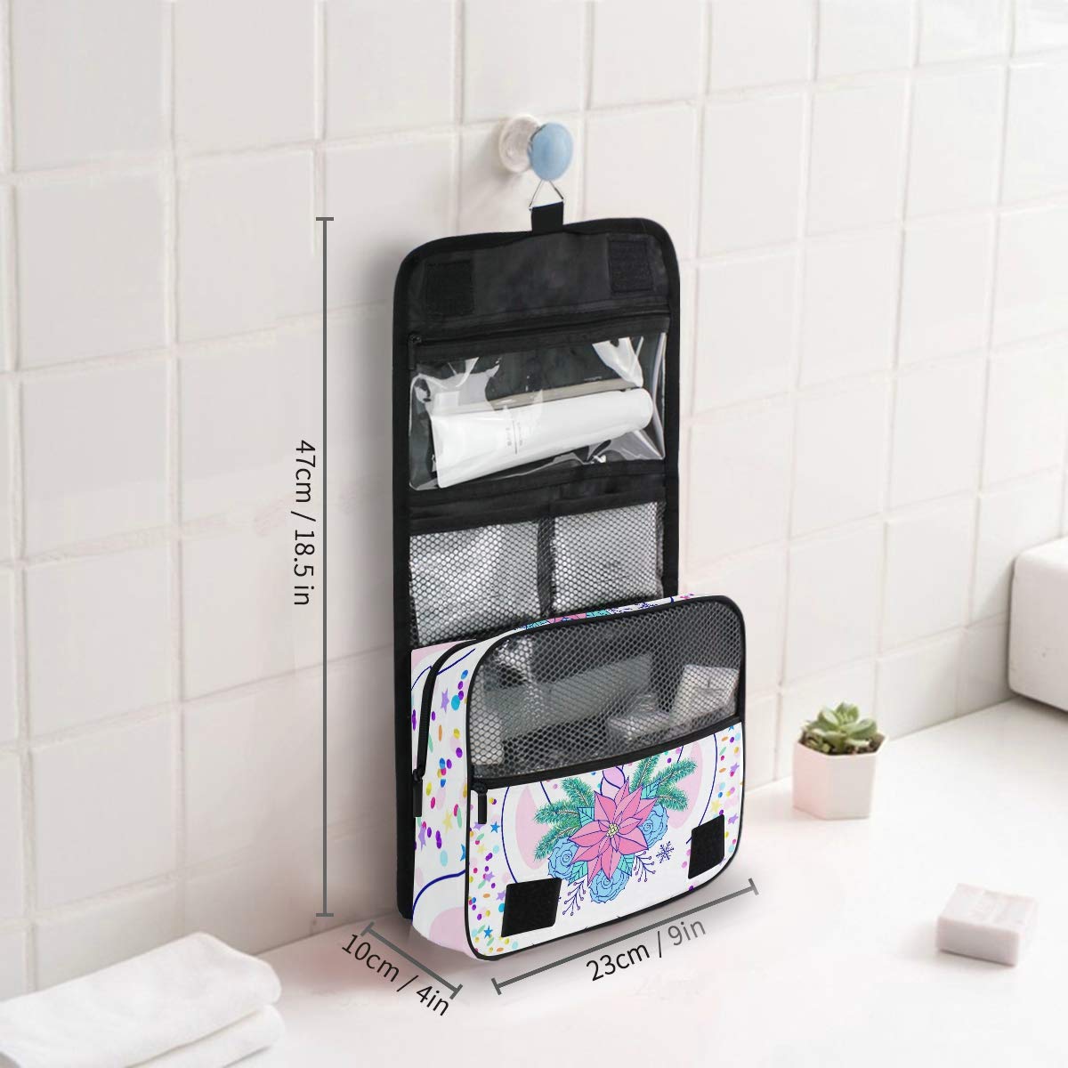 Hanging Travel Toiletry Bag Kit Makeup Case Cosmetics Organizer for Men Women (Unicorn)