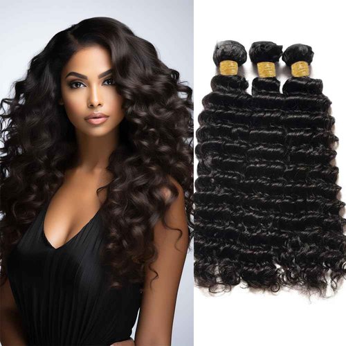 Brazilian Human Hair Bundles Deep Curly Bundles 14 14 14 Inch Unprocessed Virgin Remy Hair Deep Wave Human Hair for Black Women Soft and Healthy Extension