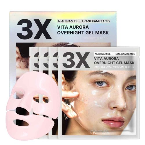HAMEL 3X Vita Aurora Overnight Gel Mask︱Radiance & Clarity-Boosting Night Mask︱Hydrating Glow Formula for Fresh-Looking Skin︱K-Beauty︱34g x 4ea