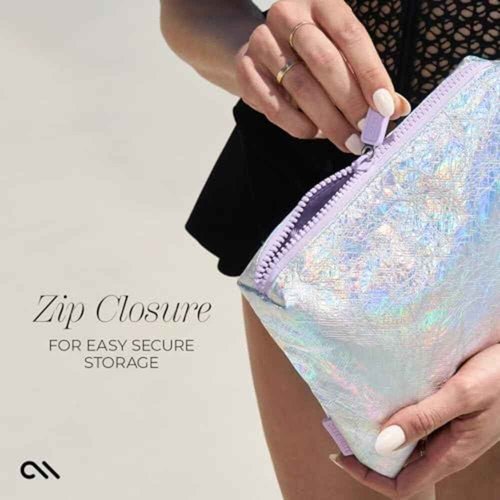 Case-Mate Soap Bubble Essential Beach Zip Pouch - Water Resistant Zipper Pouch - Daily Use Travel Bag for Toiletries - Small Cosmetic Bag for Beach Essentials - Iridescent