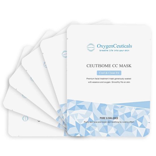 OxygenCeuticals Ceutisome CC Mask – Cooling & Hydrating Sheet Mask with Xylitol, Witch Hazel & Fermented Botanical Extracts, Soothes Heated Skin, Controls Sebum, Non-Irritating Formula(6 Sheets/1 Box)