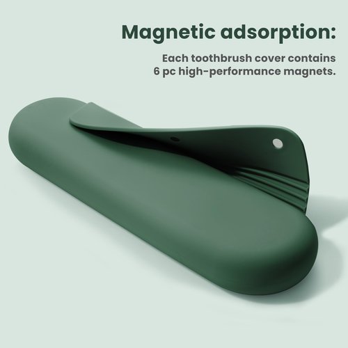 iTokGok Silicone Electric Toothbrush Travel Cover, Toothbrush Travel Containers Bag Case,Keeps Toothbrush Fresh and Clean, Fits Most Manual and Electric Toothbrushes - Midnight Green