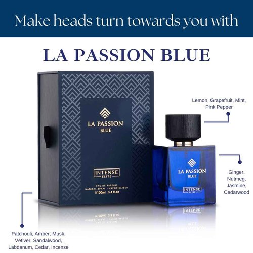 INTENSE ELITE La Passion Arabian Perfume for Men 100ML (3.4Oz) Eau De Parfum Men With Lemon, Grapefruit, Mint & Pink Pepper Notes Long Lasting Perfume