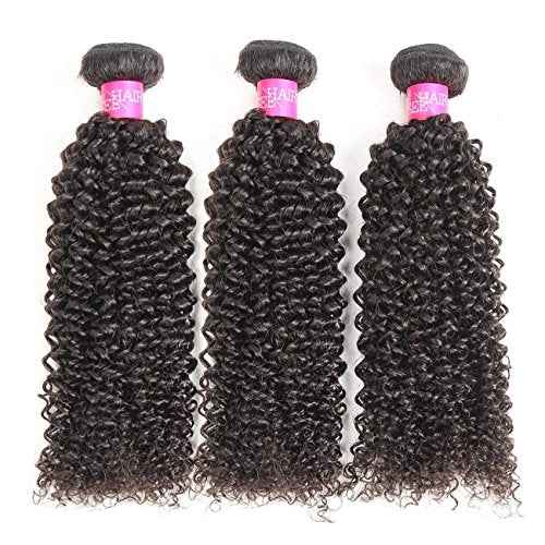 ISEE Hair Virgin Malaysian Deep Curly Jerry Curly Human Hair 3 Bundles,100% Unprocessed Human Hair Extensions Natural Black Can Be Dyed 14 16 18inches