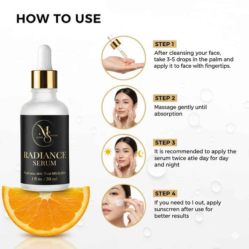 MS Elixir - Vitamin C Serum for Face - Niacinamide Hyaluronic Acid Facial Serum - Anti Aging Serum with Ceramides - Glow for Sensitive Skin - Dark Spot Corrector Hydrating - 30 ml
