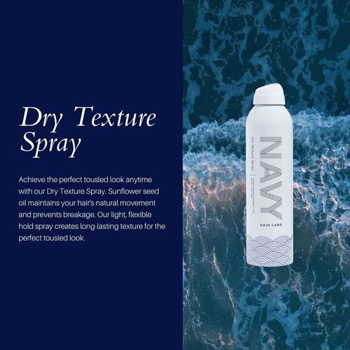 NAVY HAIR CARE Dry Texture Hair Spray | Adds Instant Volume & Fullness | A Lightweight Flexible Hold Styling Spray for Fine Hair | Non-Sticky Formula with Sunflower Oil | 7 oz