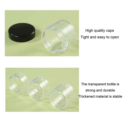 12 Pcs Refillable Black Plastic Round Cosmetic Containers, BPA Free, 15ml/0.5oz, With Lids