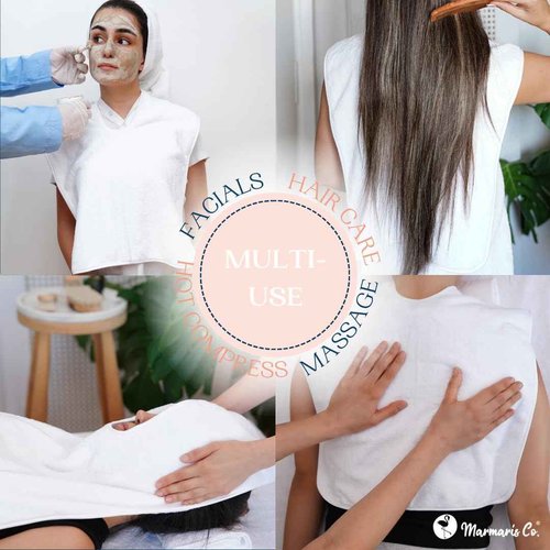 Marmaris Co. Set of 6 U-Shaped Esthetician Towels – Soft Microfiber Facial & Massage Towels, Spa & Salon Essentials for Facials, Skincare, and Massage Treatments