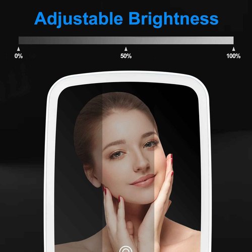 ViKert Lighted Makeup Mirror with Lights, Portable USB Rechargeable Make up Mirror, Cosmetic Mirror with Touch Screen and Brightness Adjustable