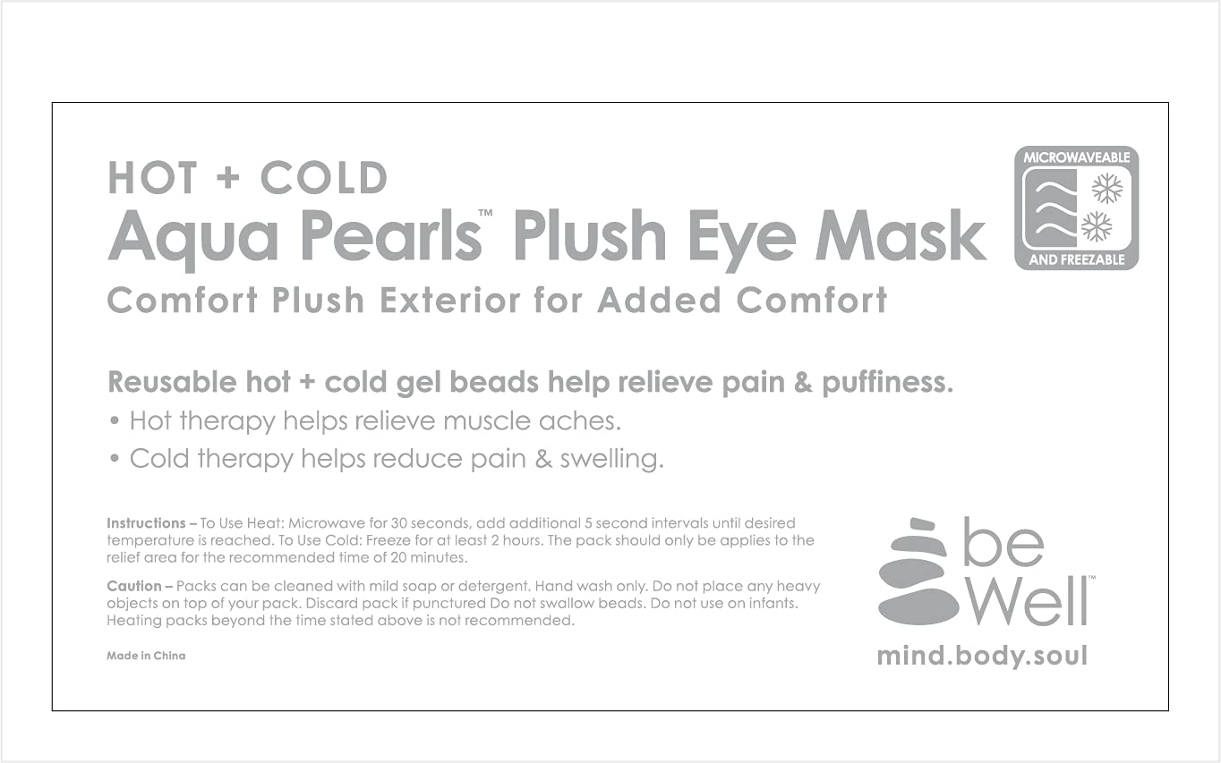 HOT +Cold Aqua Pearls Plush Eye Mask with Soft Plush Backing and Fully Adjustable Strap, Bonus Mini Round pad-2PACKS(Orange, Eye Mask+ Mini Round Pad)