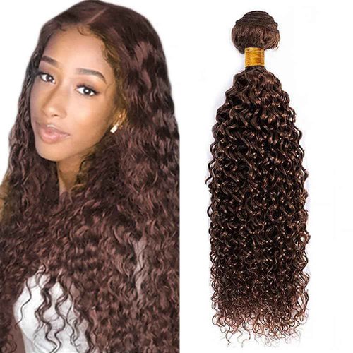 Curly Wave Bundles Human Hair 24 Inch Color #4 Chocolate Brown Single Bundle Brazilian Virgin Human Hair Bundles Kinky Curly Wave 100g Per 1 Bundle Remy Hair Extensions For Black Woman