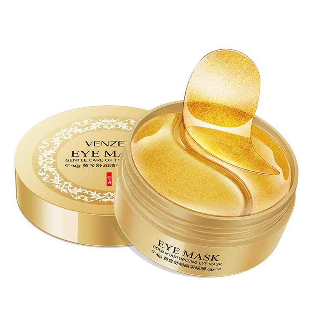 VENZEN 30 Pairs Gold Eye Mask Power Crystal Gel Collagen Masks, Great For Anti Aging, Dark Circles & Puffiness (Gold)