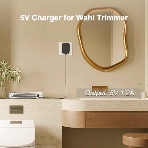 VHBW 5V Clipper Charger Replacement for Wahl Trimmer 9864, 7065, Wss31, 9870, 9818A Charging Cable, 9864SS, SS2L, 5616L, 5701, 9896, 9899, 9818-5001, 9884L2 AC Power Charger