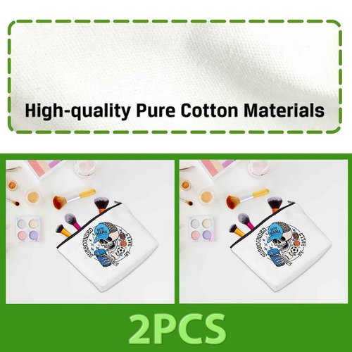 CQM 2pcs Skull Surrounded by Balls Makeup Bags, Baseball Soccer Basketball Football Cosmetic Bag, Sports, Mama, Skeleton, Travel Toiletry Bag for Women
