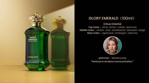 Lonkoom Glory Emerald Perfume for Women Men, 3.4 Fl Oz/100ml Eau De Parfum Spray Unisex Long-Lasting Fragrance, Fruity Notes of Citrus Lemon Cattail Patchouli Amber Rose Sandalwood Seaweed Sedge