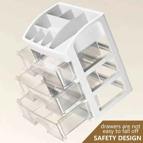 Makeup Organizer with 3 Drawers, Cosmetic Display Cases, Makeup Storage Box (3 Drawers) (white)