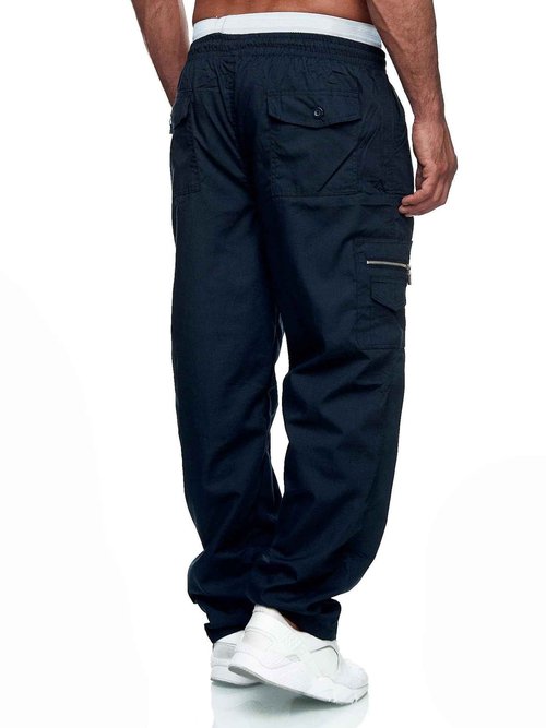WZIKAI Mens Cargo Pants Relaxed Fit Drawstring Joggers Sweatpants for Men Workout Casual Long Trousers Navy XXXL