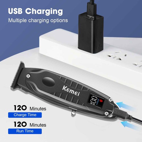 KEMEI Professional Hair Clipper & Cordless Barber Clipper for Men, USB Rechargeable Barber Clipper for Hair Cutting, Clipper for Haircut,Gifts for Men
