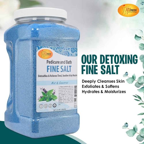 SPA REDI - Detox Foot Soak Pedicure and Bath Fine Salt, Mint and Eucalyptus, 128 Oz - Made with Dead Sea Salts, Argan Oil, Coconut Oil, and Essential Oil - Hydrates, Softens and Moisturizes