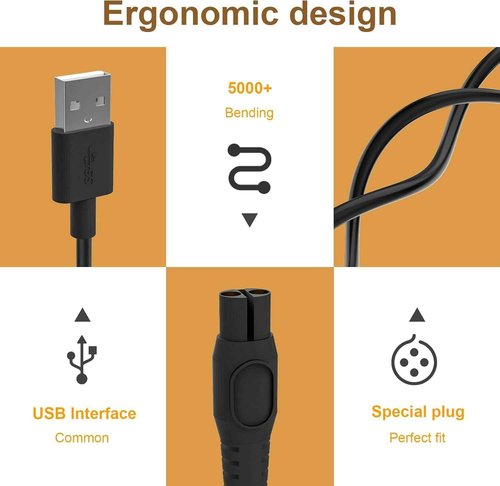 lezbcoaoa 5V Charger Cable [2-Pack] for Philips Norelco OneBlade Charger, Replacement QP2724, QP2834,QP2720, QP1324, MG5910, QP1924, QP4631, MG7910, MG9510, QP2734, 5ft Beard Trimmer USB Cord