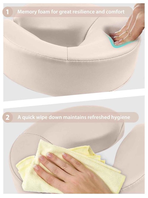 EBANKU Massage Face Cradle Cushion for Massage Tables, Massage Universal Crescent Headrest Face Rest Cushion/face Pillow for Massage Table-Beige