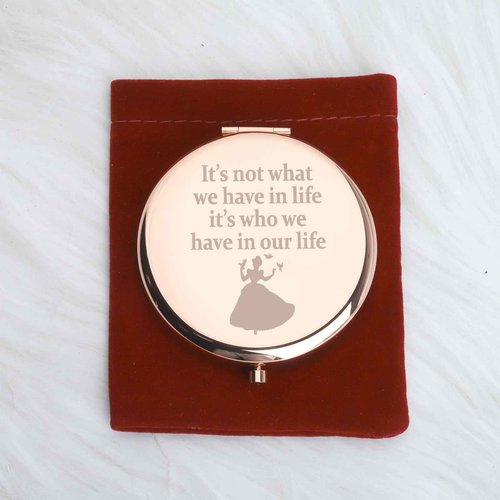 WUSUANED Princess Makeup Mirror It’s Not What We Have in Life It’s Who We Have in Our Life Jewelry Fairy Shoes Movie Gift Princess Fan Gift