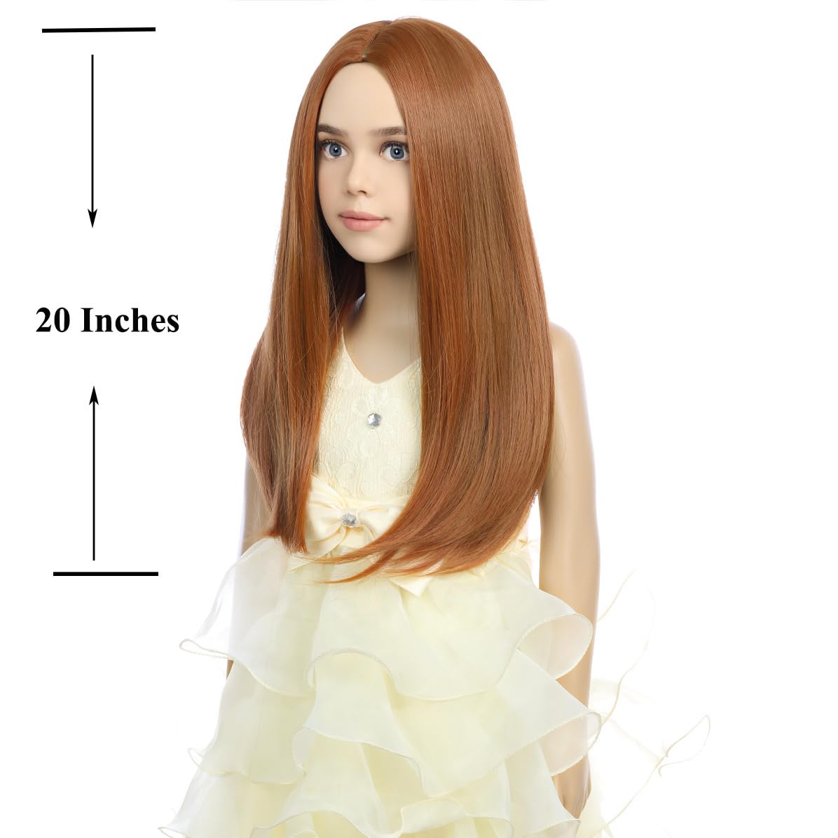 PATTNIUM Orange Wig Kids Long Orange Wig Middle Part Straight Wig for Girls Child Cospplay Daily Wear Heat Resistant Synthetic Wig (Orange)