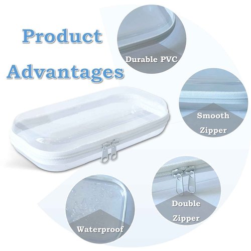 Gberlczz Clear Hard Zipper Case for Storage, Durable Clear Zipper Pouches, Hard Plastic Zippered Pencil Pouch for Snacks Toy Travel Organizer