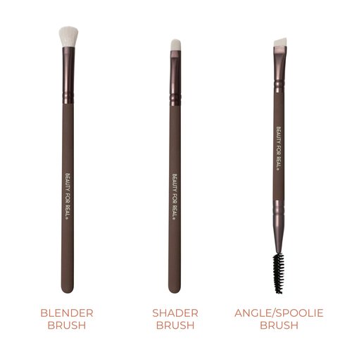 Beauty For Real Perfect Precision I-Brush Set - Includes 5 Total Brushes: Angle/Spoolie, Shader, Blender, Contour & Liner - Vegan & Cruelty Free