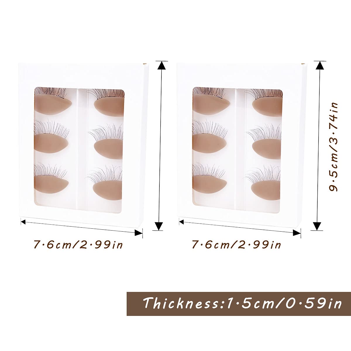 MAIZOA 6 pairs of replaceable eyelids (2 boxes), MAIZOA Eyelash Replacement Eyelids,used for eyelash training and practice makeup eyelash extension (Wheat color)